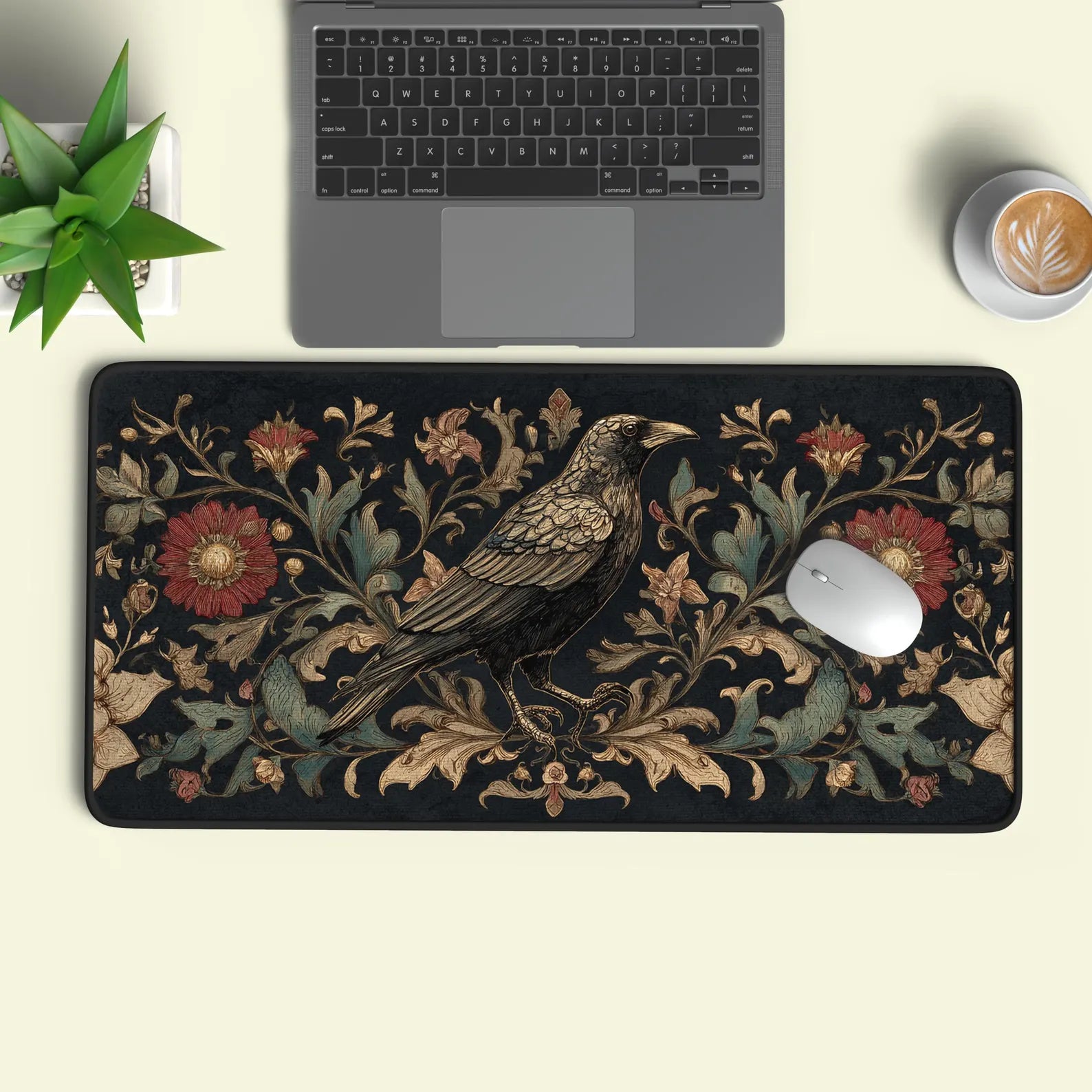 Medieval Floral Crow Desk Mat