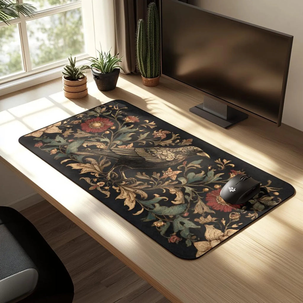 Medieval Floral Crow Desk Mat