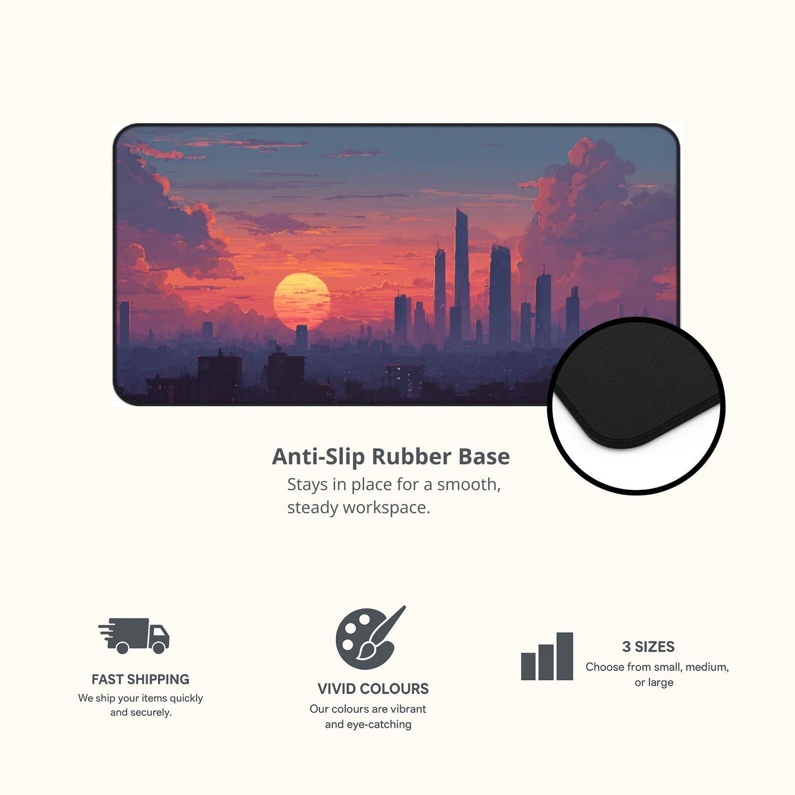 Lofi City Sunset Desk Mat