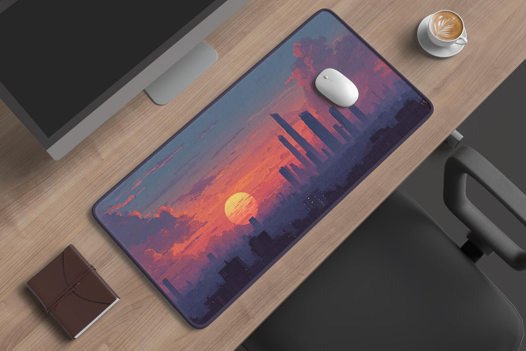 Lofi City Sunset Desk Mat